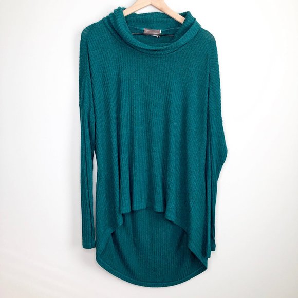 Anthropologie Teal Brushed Cowl Neck Pullover M/L - Picture 4 of 8